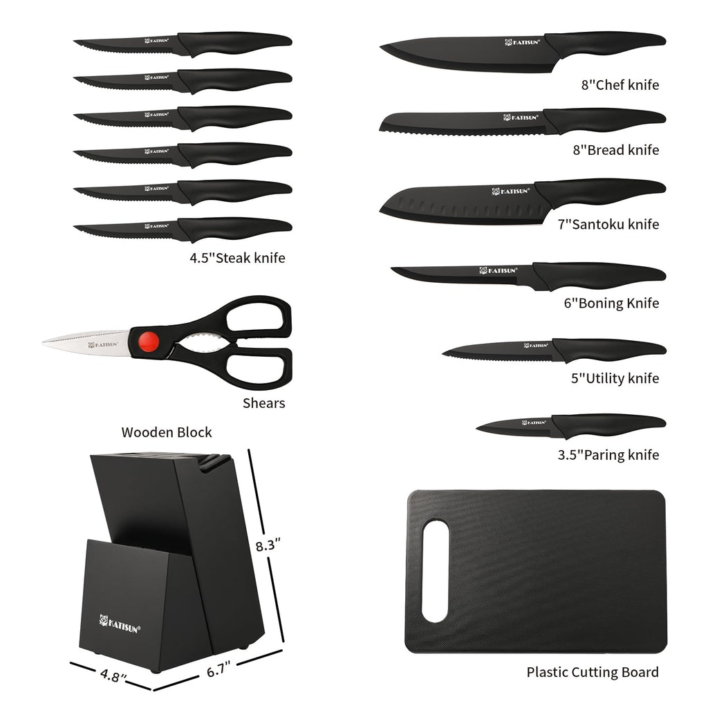 16-Piece Kitchen Knife Block Set with Cutting Board