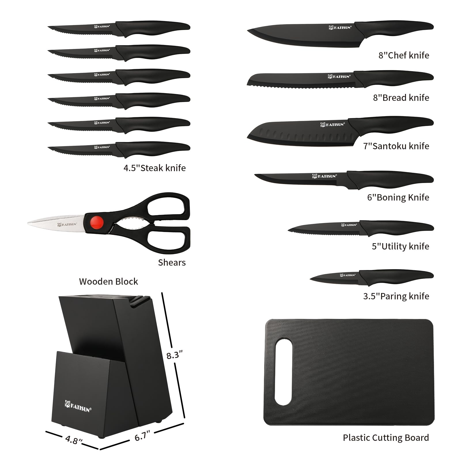 16-Piece Kitchen Knife Block Set with Cutting Board