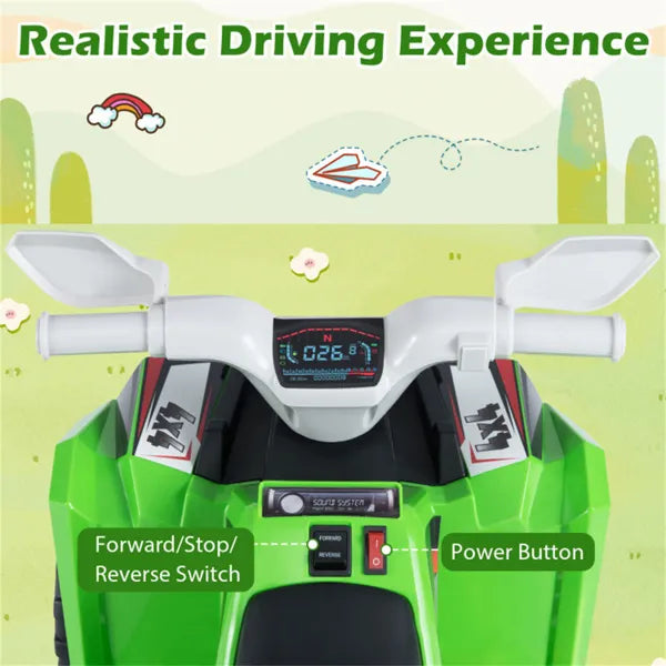 2 In 1 Kids Ride On ATV With Removable Trailer, 6V Electric Quad For Toddlers Ages 3+ Green