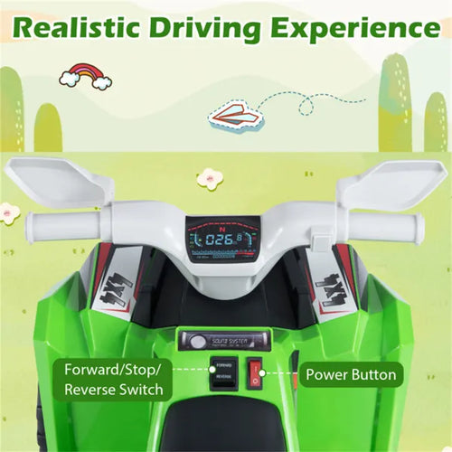 2 In 1 Kids Ride On ATV With Removable Trailer, 6V Electric Quad For Toddlers Ages 3+ Green