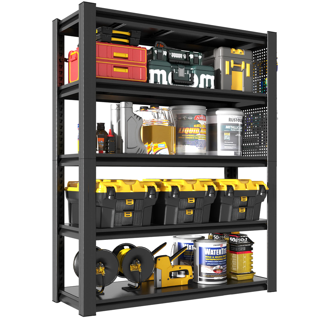 78" 5-Tier Heavy Duty Storage Shelving with Pegboard – Industrial Metal Rack