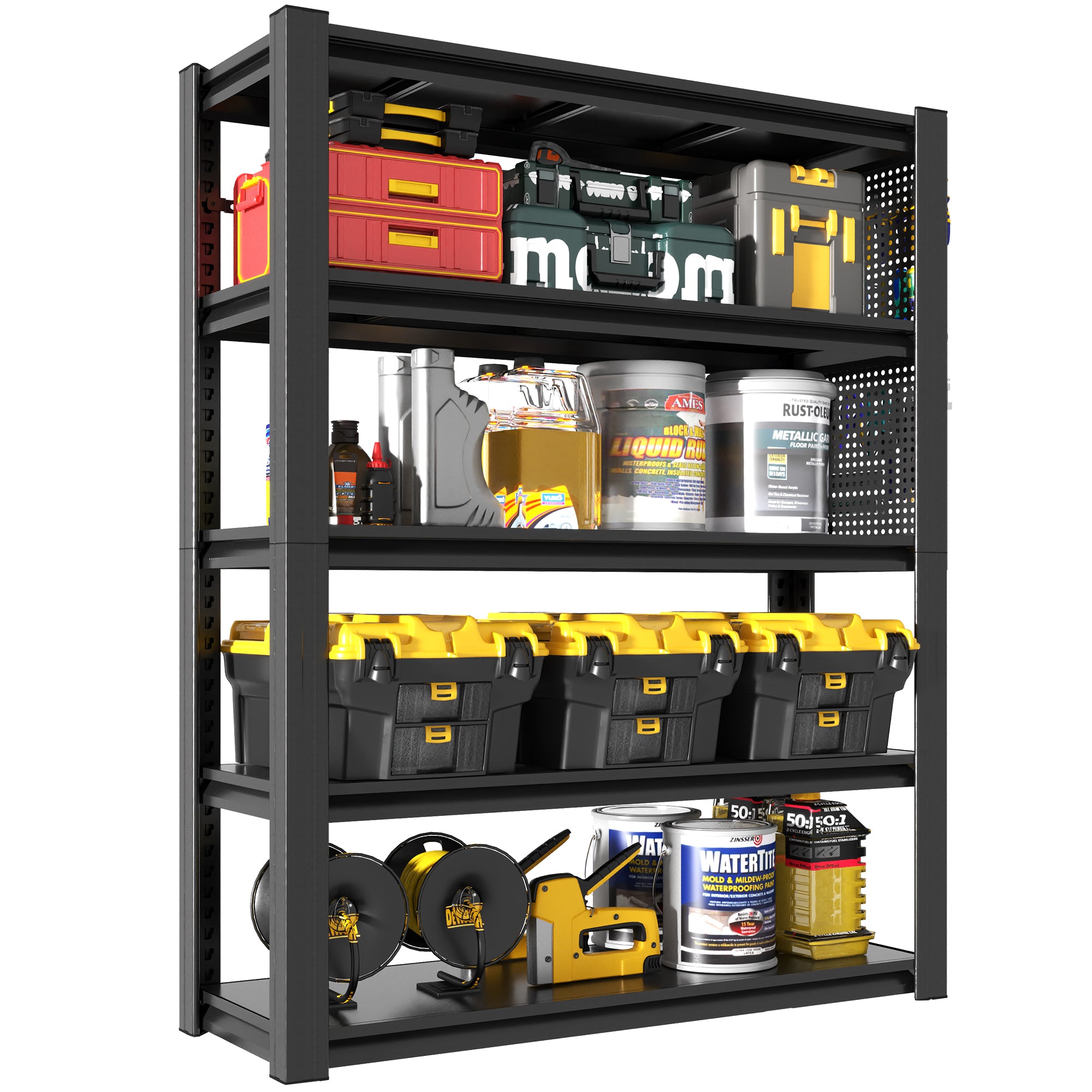 78" 5-Tier Heavy Duty Storage Shelving with Pegboard – Industrial Metal Rack