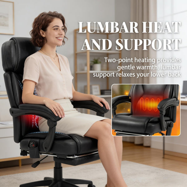 Massage Office Chair With Footrest – Black