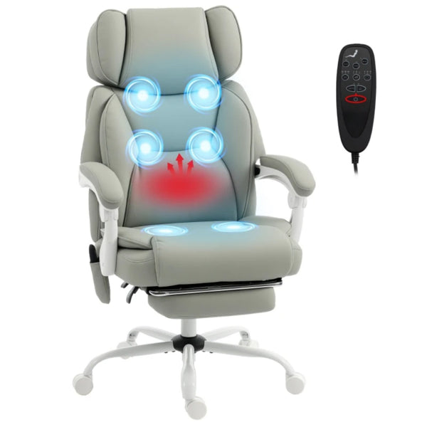 Massage Office Chair With Footrest – Light Gray