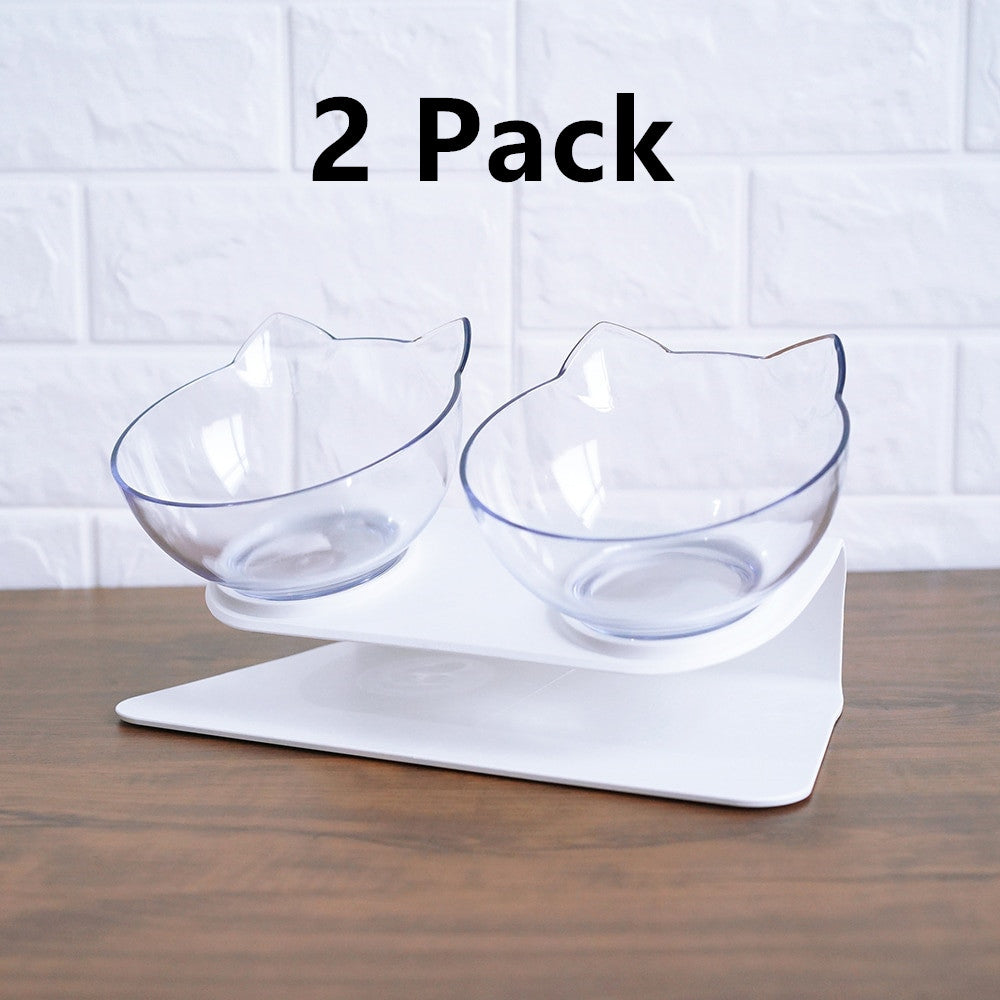 Elevated Cat Double Bowl Feeder – 15° Tilt, Cervical Spine Protection