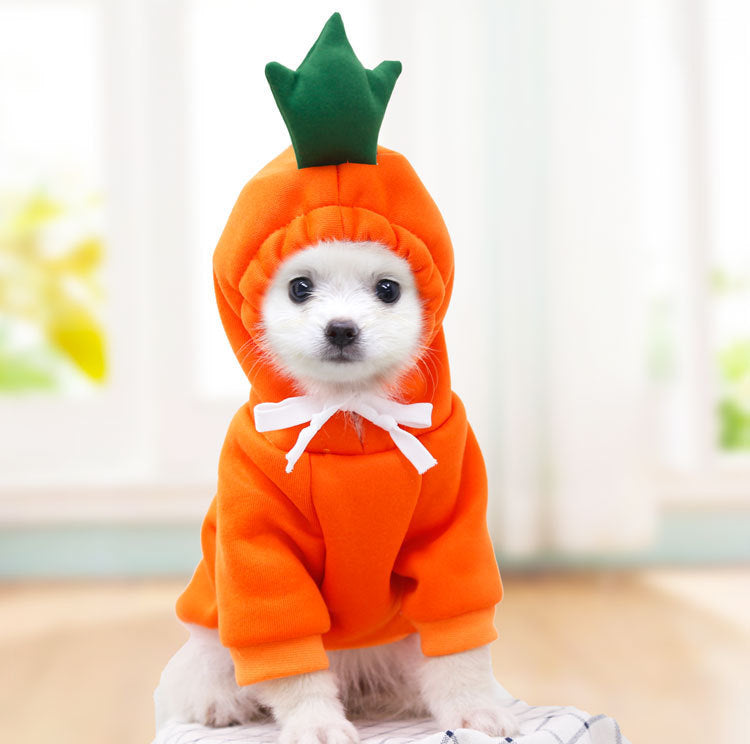Fruit Print Dog Hoodie – Warm Fleece Coat for Small Dogs & Cats