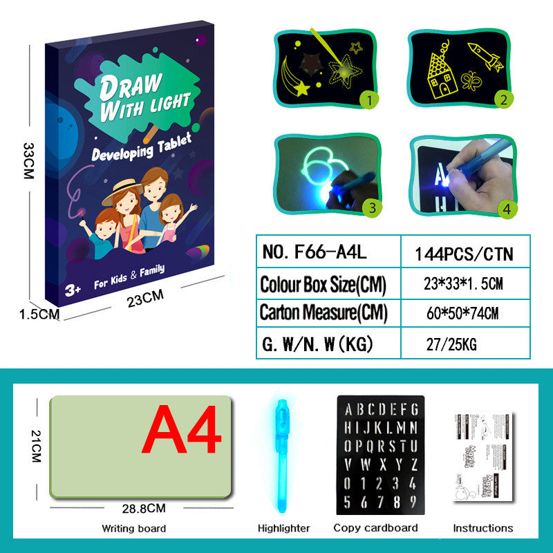 3D Magic Drawing Pad for Kids – 8 Light Effects, Glow-in-the-Dark Sketchpad