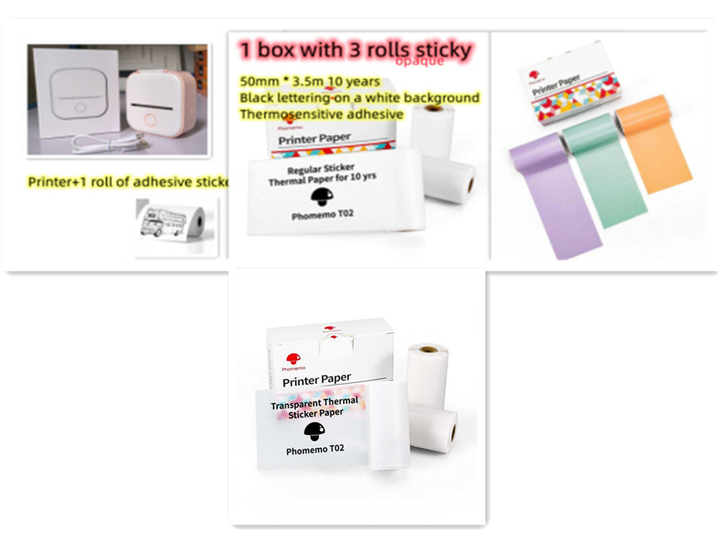 Portable Mini Thermal Label & Photo Printer – Bluetooth, No Ink Required