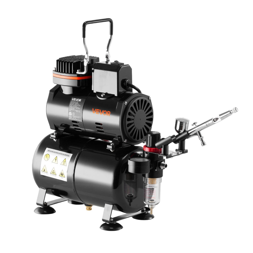 Airbrush Kit, 1/6 HP, Air Brush Kit With Air Compressor And Tank, 1 Dual-Action Professional Airbrush With 3 Tips, Acrylic Paint, Low Noise, For Cake Decorating, Model Painting, Nail Art