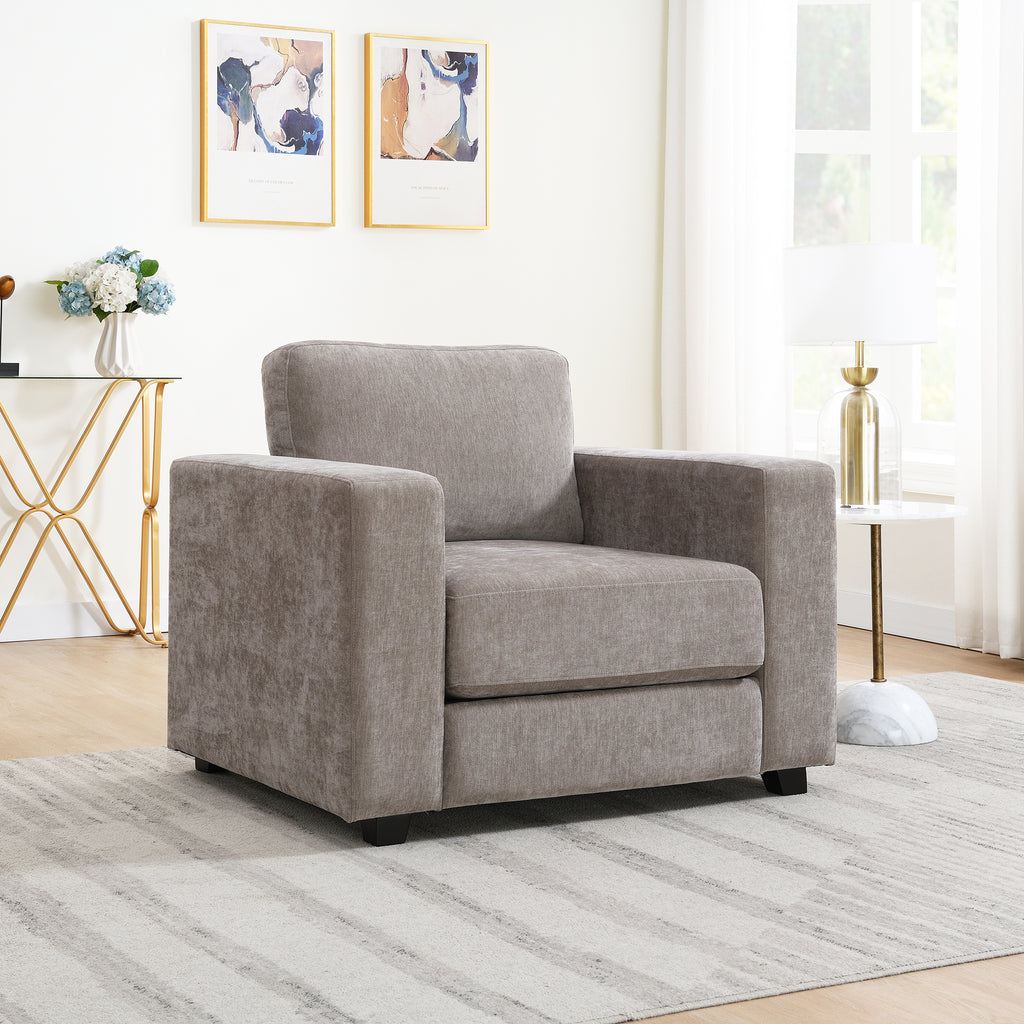 Oversized Accent Chair With Widen Arms, Chenille Fabric Modern Chair, Washable Covers, Comfy Upholstered Large Chair Armchair Sofa Chair Reading Chair For Living Room Bedroom Office, Light Brown