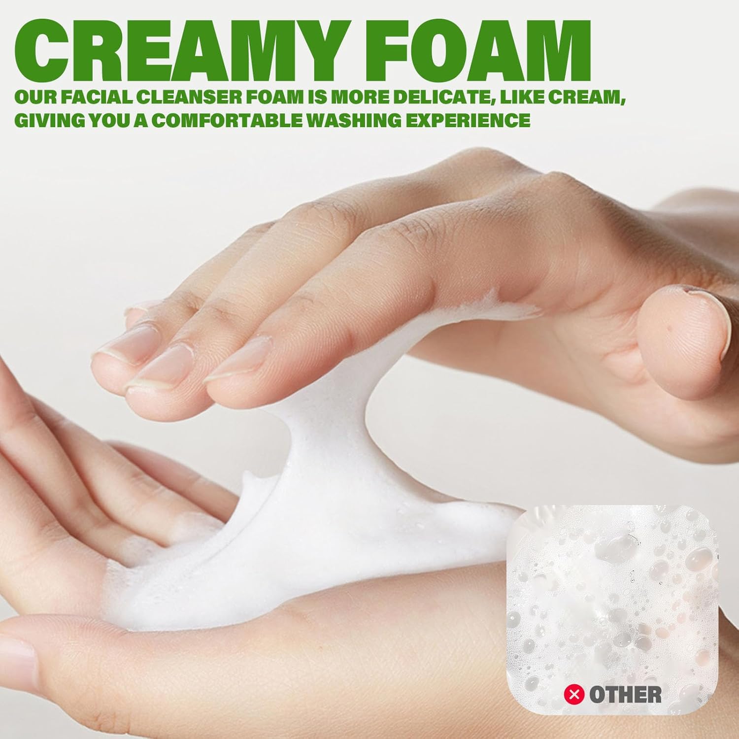 Amino Acid Foaming Facial Cleanser – With Silicone Cleansing Brush, For Men & Women