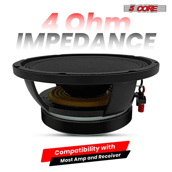 10' Subwoofer Speaker 300W RMS Full Range Car Audio Sub Woofer 4 Ohm Bass Replacement Driver