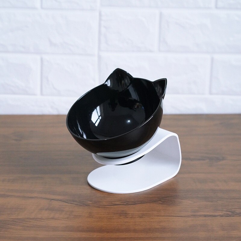 Elevated Cat Double Bowl Feeder – 15° Tilt, Cervical Spine Protection