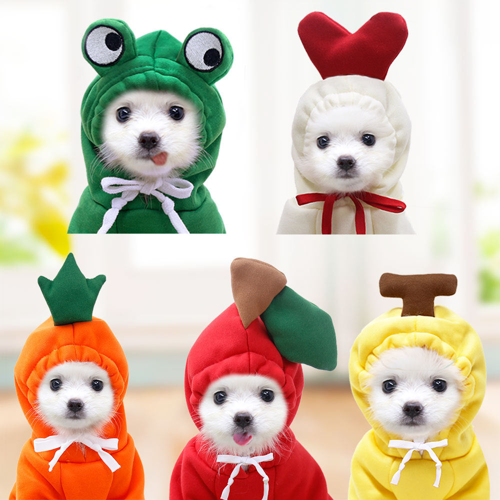 Fruit Print Dog Hoodie – Warm Fleece Coat for Small Dogs & Cats