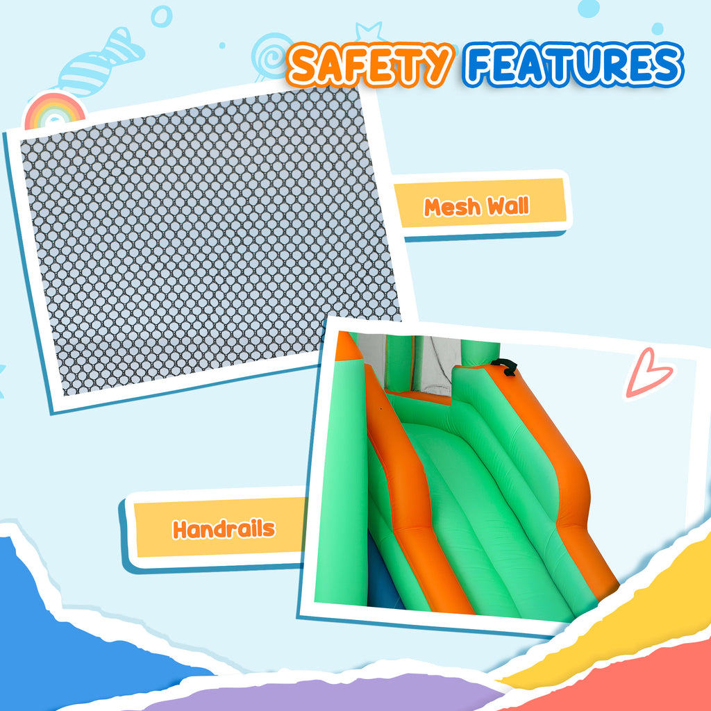 8 in 1 Inflatable Bounce House Water Slide with 550W High Power Blower, for 3-8 Years