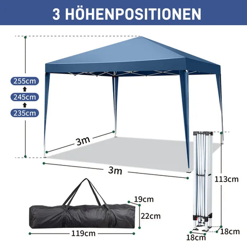 3 X 3 M Practical Waterproof Right-Angle Folding Tent Blue