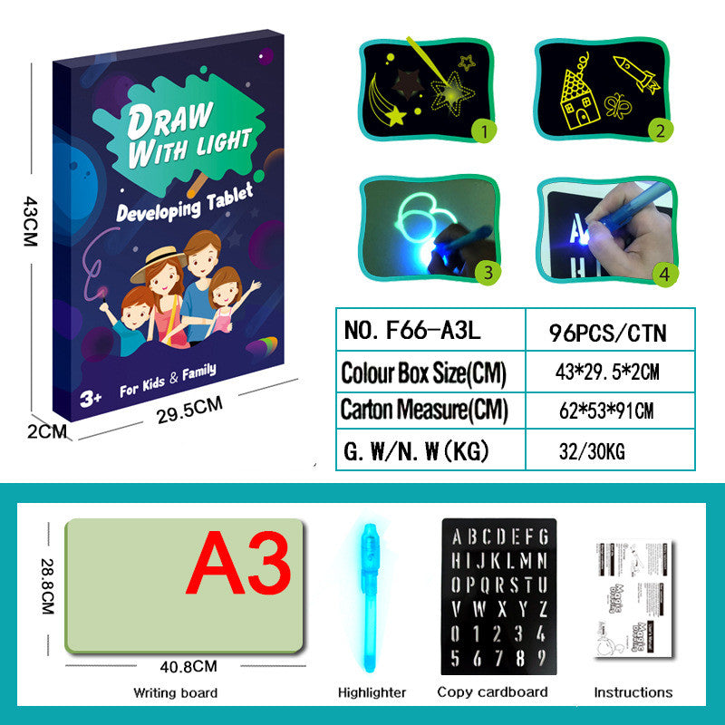 3D Magic Drawing Pad for Kids – 8 Light Effects, Glow-in-the-Dark Sketchpad