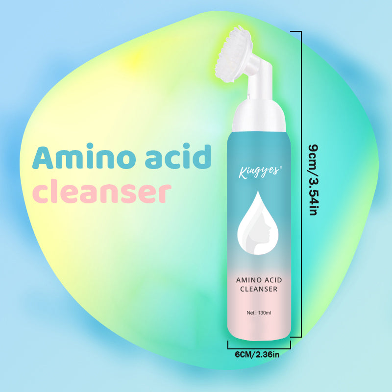 Amino Acid Foaming Facial Cleanser – With Silicone Cleansing Brush, For Men & Women