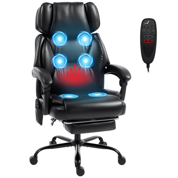 Massage Office Chair With Footrest – Black
