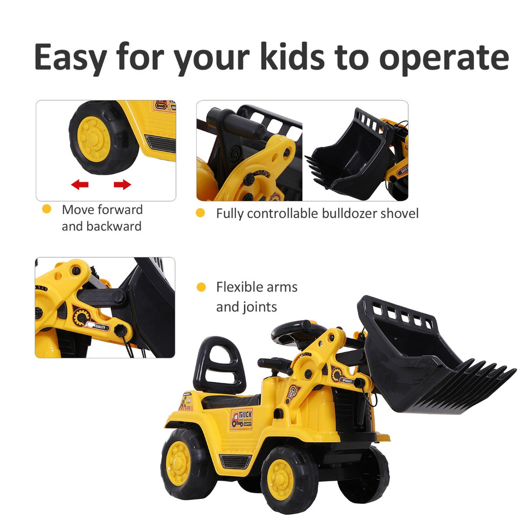 3 In 1 Ride On Toy Bulldozer Digger Tractor Pulling Cart Pretend Play Construction Truck