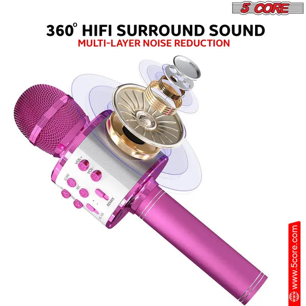 5 Core Microphone Wireless Karaoke Mic With Speaker 3 In 1 Portable Bluetooth Microfono Inalambrico