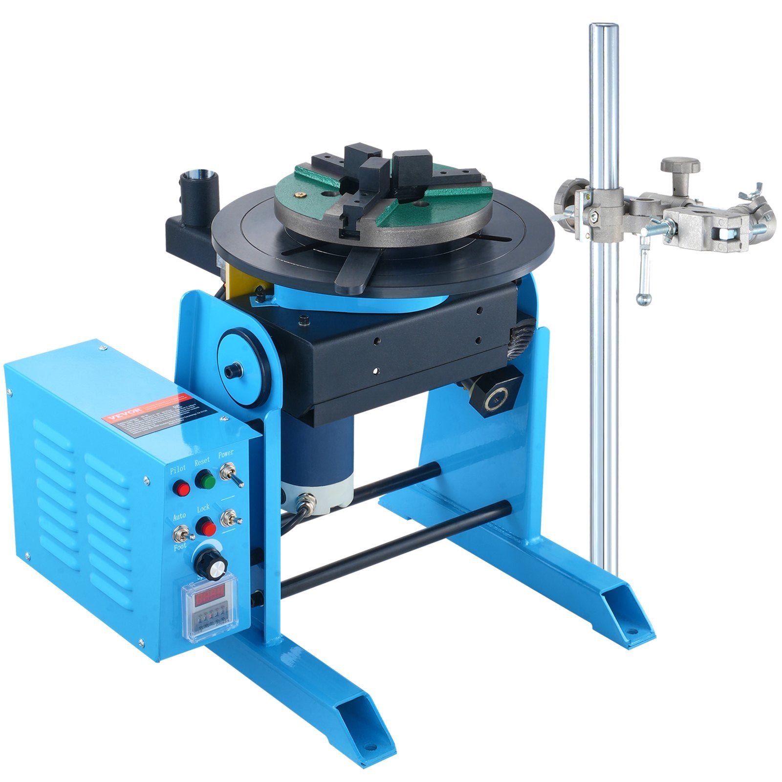 Rotary Welding Positioner 66LBS / 30KG, 0-90° Welding Positioning Turntable Table 1-12RPM 80W, With 12.4 Inch 3-Jaw Lathe Chuck & Welding Torch Stand Holder For Cutting, Grinding, Assembly