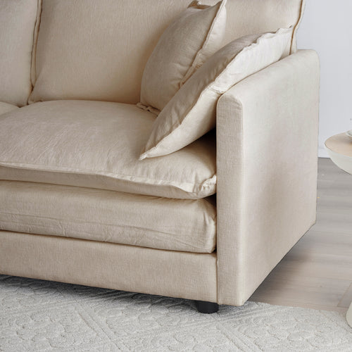 2-Piece Upholstered Sofa, Living Room Sectional Sofa Set Modern Sofa Couches Set , Deep Seat Sofa For Living Room Apartment, 1-3 Seat Beige Chenille