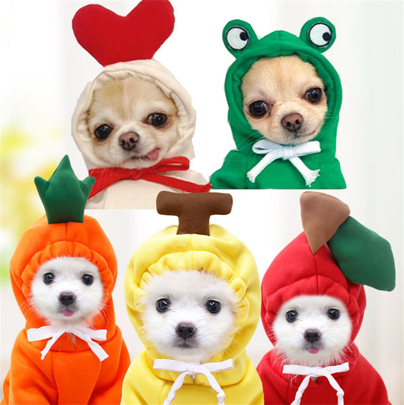 Fruit Print Dog Hoodie – Warm Fleece Coat for Small Dogs & Cats