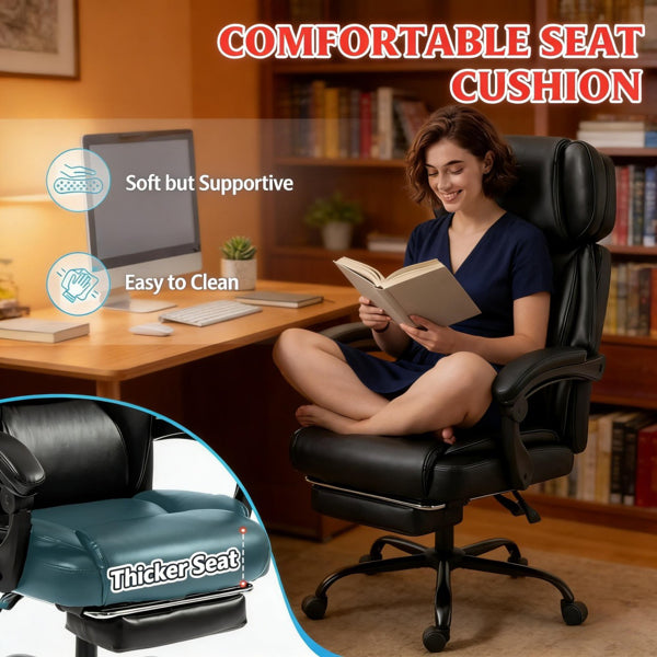 Massage Office Chair With Footrest – Black