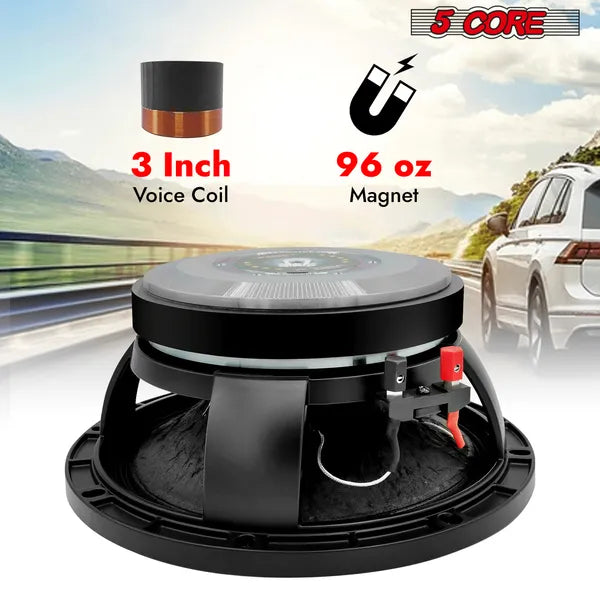 10' Subwoofer Speaker 300W RMS Full Range Car Audio Sub Woofer 4 Ohm Bass Replacement Driver