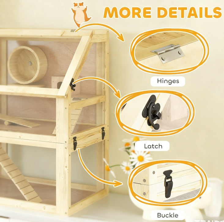 3 Tier Wooden Hamster Cage
