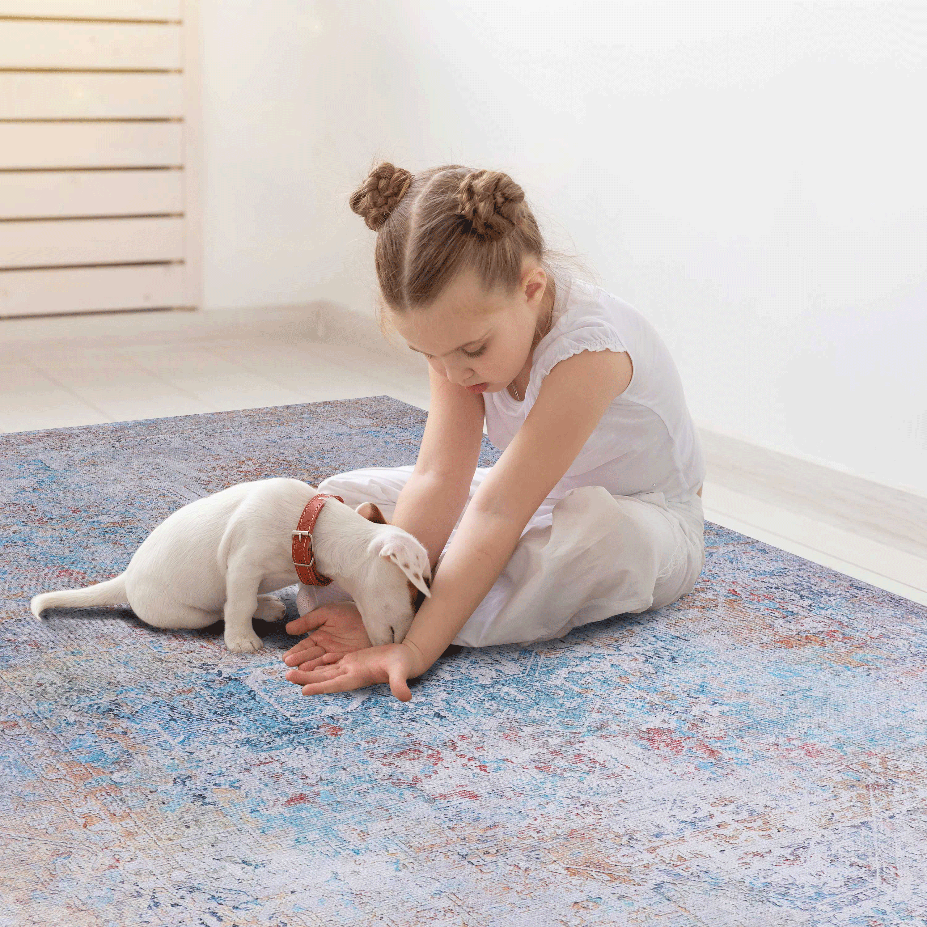 MAVAL Yellow Washable Rug 8x10 Area Rug  Yellow, 8' X 10'