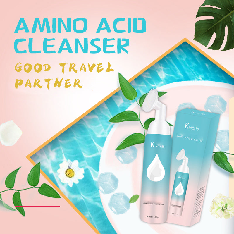 Amino Acid Foaming Facial Cleanser – With Silicone Cleansing Brush, For Men & Women