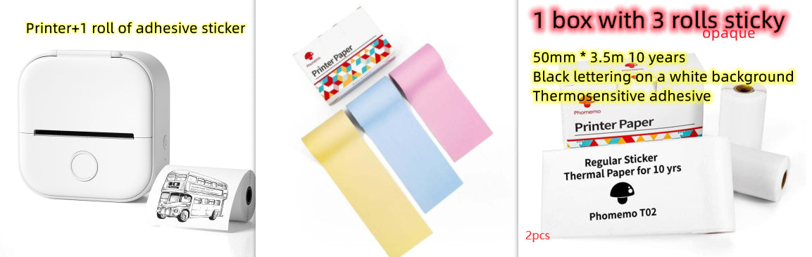 Portable Mini Thermal Label & Photo Printer – Bluetooth, No Ink Required
