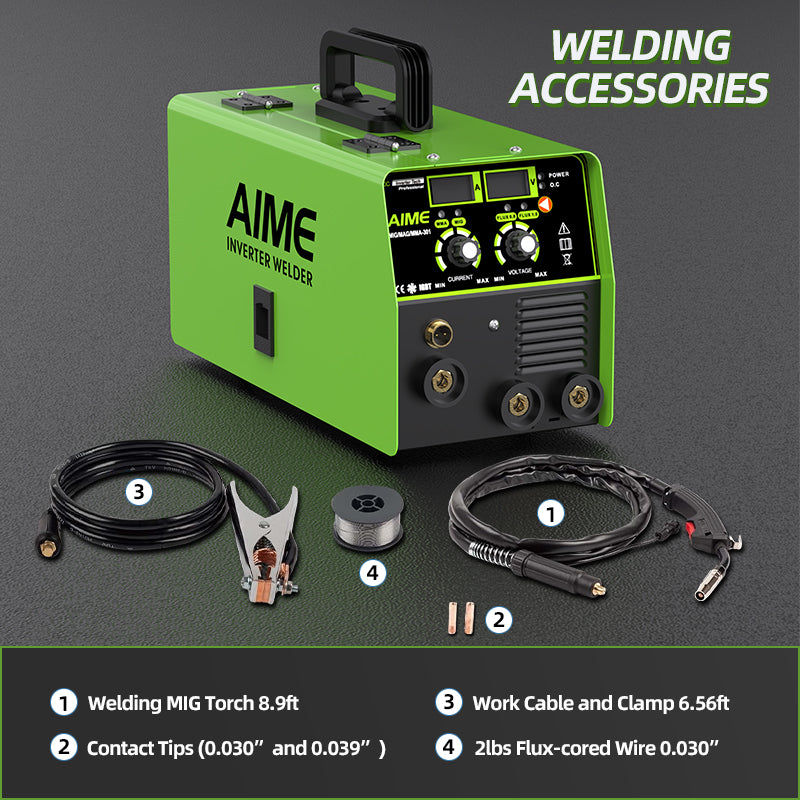 140A 3 In 1 MIG Welder, Solid Wire, MIG Lift TIG Manual  Welding Equipment 10 IGBT Inverter, Synergistic Control, LED Display