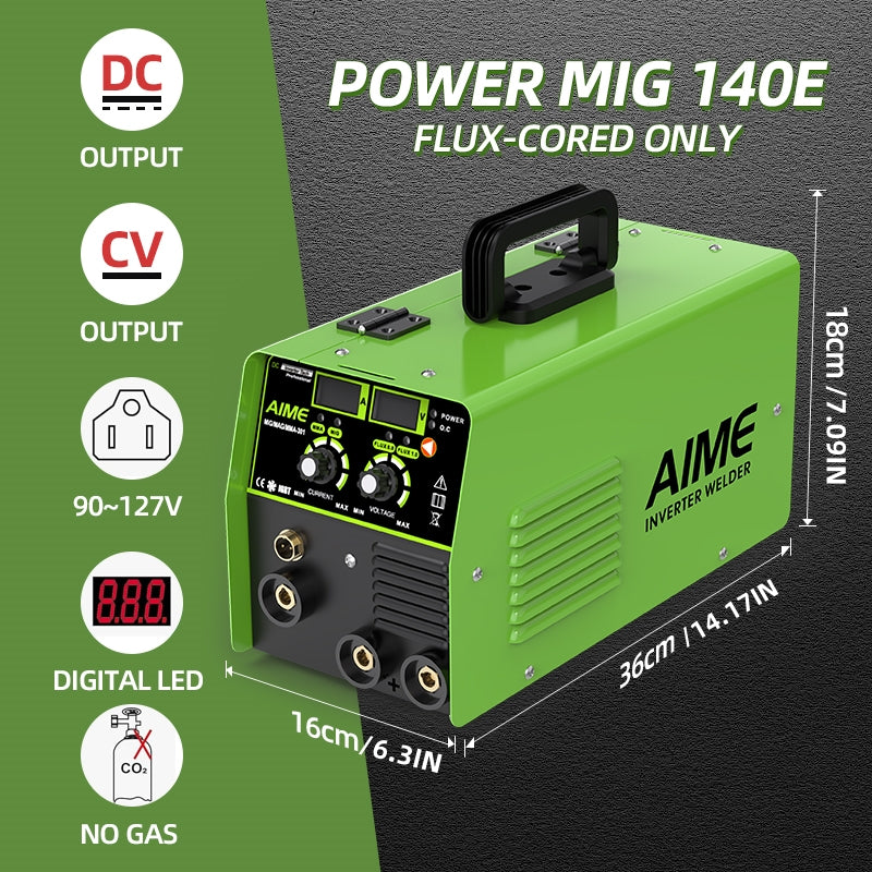 140A 3 In 1 MIG Welder, Solid Wire, MIG Lift TIG Manual  Welding Equipment 10 IGBT Inverter, Synergistic Control, LED Display