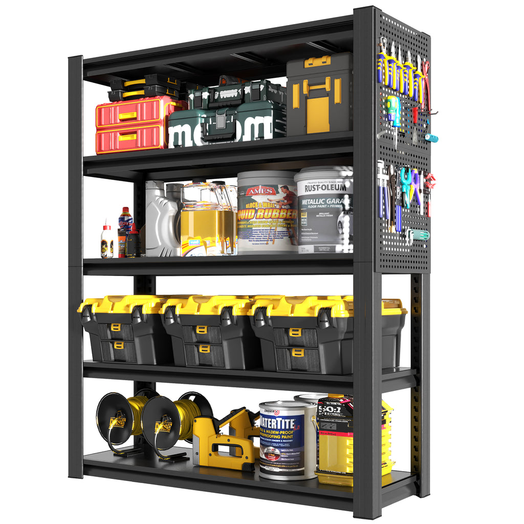 78" 5-Tier Heavy Duty Storage Shelving with Pegboard – Industrial Metal Rack