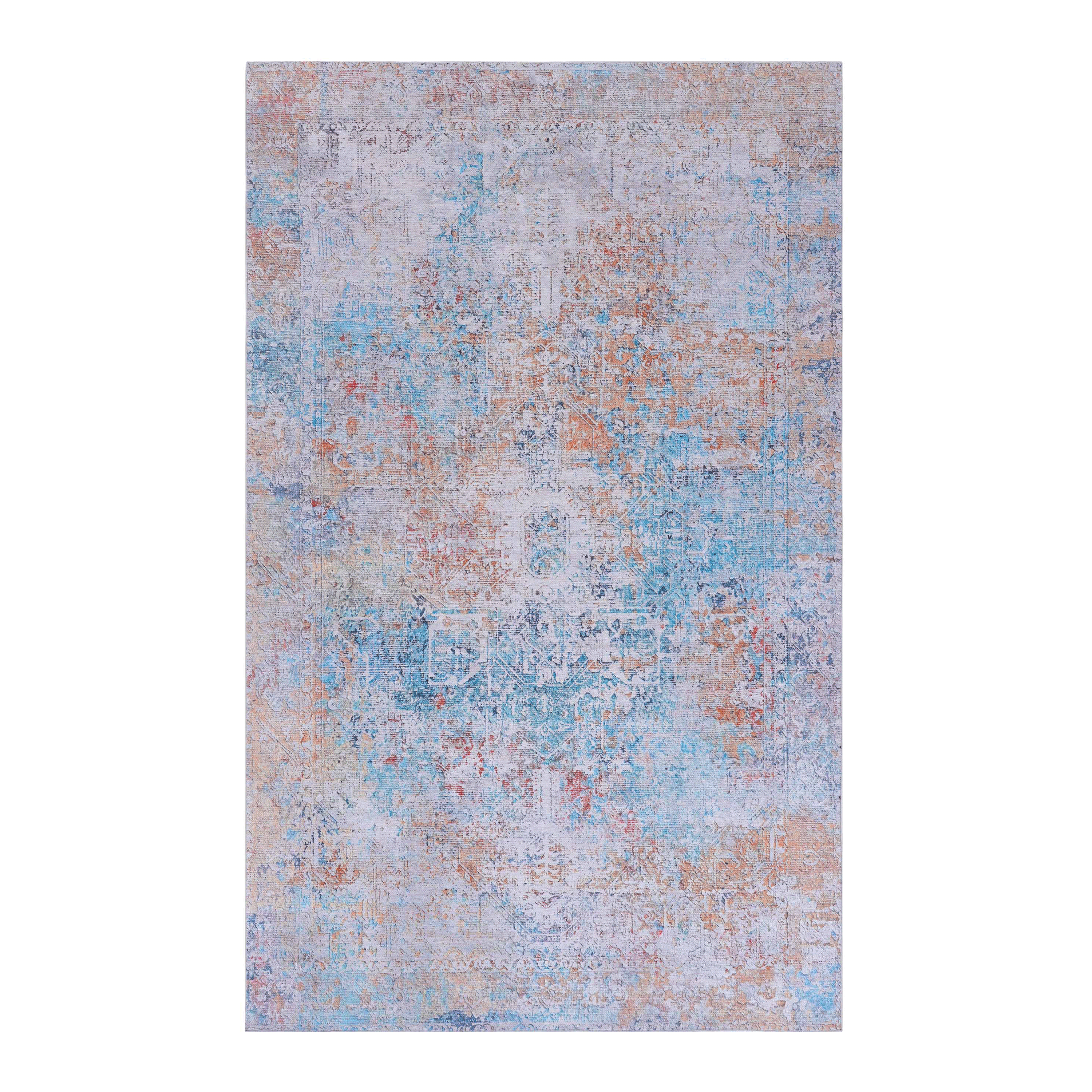 MAVAL Yellow Washable Rug 8x10 Area Rug  Yellow, 8' X 10'